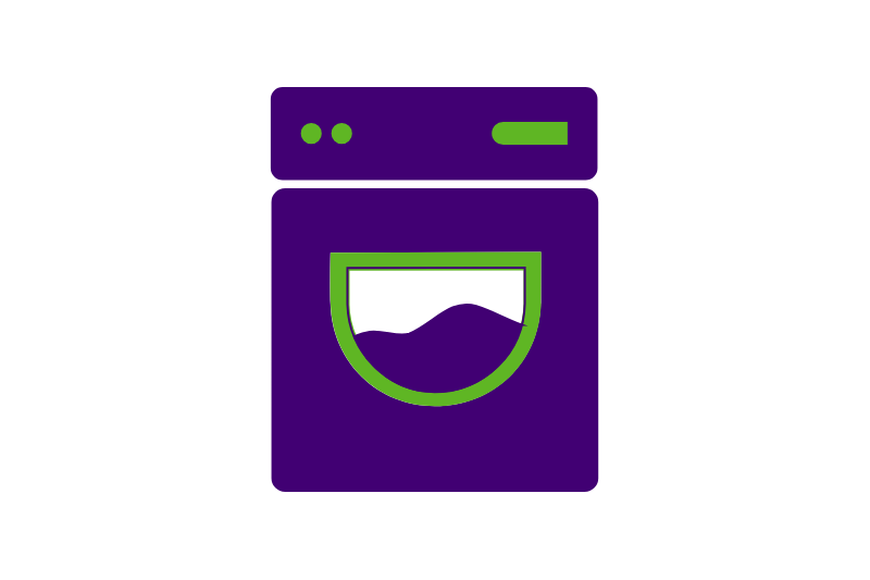 Icoon van een wasmachine als slim apparaat