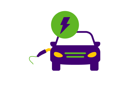 Icoon van een elektrische auto die wordt opgeladen