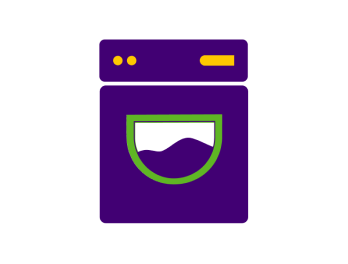 Icoon van een wasmachine als slim apparaat