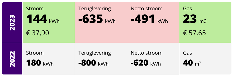 Dit is een voorbeeld van het verbruik in het Energierapport