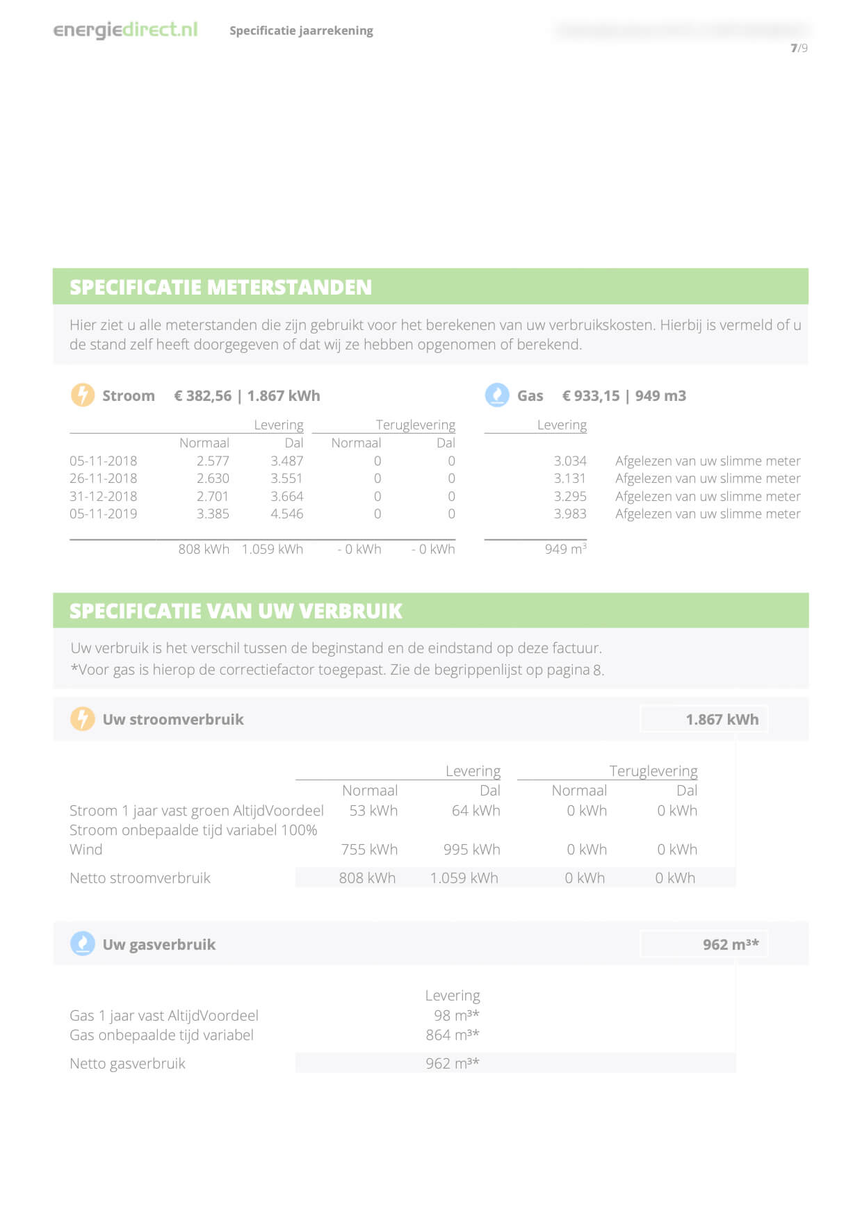 energiedirect wanneer jaarafrekening