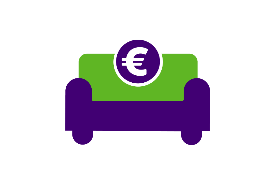 Icoon bank met een euroteken 